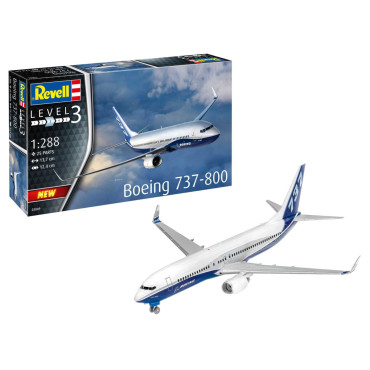 KIT PARA MONTAR REVELL AVIÃO COMERCIAL BOEING 737-800 1/288 25 PEÇAS REV 03809